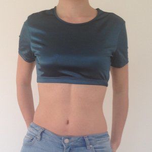Hanna - Shiny Teal Crop Top